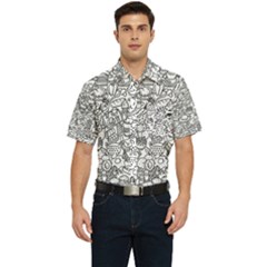 Food Doodle Pattern Men s Short Sleeve Pocket Shirt  by Sarkoni
