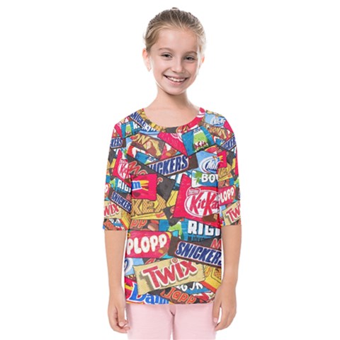 Pop Art Food Cute Patterns Kids  Quarter Sleeve Raglan T-shirt by Sarkoni