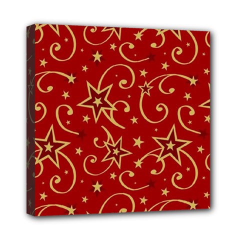 Christmas Texture Pattern Red Craciun Mini Canvas 8  X 8  (stretched) by Sarkoni