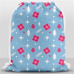 Christmas  Xmas Pattern Vector With Gifts And Pine Tree Icons Drawstring Bag (large) by Sarkoni