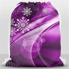 Purple Abstract Merry Christmas Xmas Pattern Drawstring Bag (large) by Sarkoni