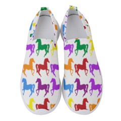 Colorful Horse Background Wallpaper Women s Slip On Sneakers by Amaryn4rt