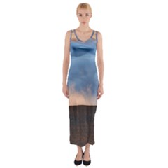 Landscape Sky Clouds Mountain Road Fitted Maxi Dress by Sarkoni