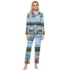 Mountains Trail Forest Yellowstone Womens  Long Sleeve Velvet Pocket Pajamas Set by Sarkoni