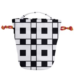 Black And White Pattern Drawstring Bucket Bag by Amaryn4rt
