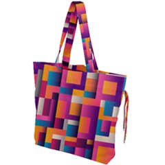 Abstract Background Geometry Blocks Drawstring Tote Bag by Amaryn4rt