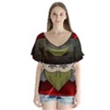 Illustration Drawing Vector Color V-Neck Flutter Sleeve Top View1