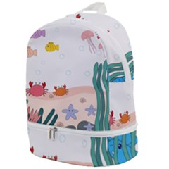 Cartoon Marine Life Marine Drawing Zip Bottom Backpack by Sarkoni