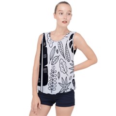Leaves Plants Doodle Drawing Bubble Hem Chiffon Tank Top by Sarkoni