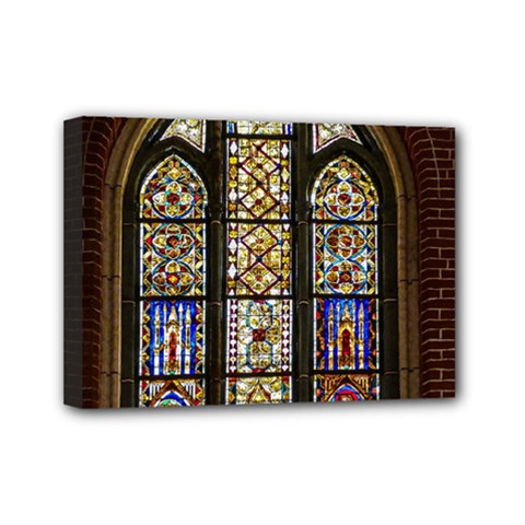 Stained Glass Window Old Antique Mini Canvas 7  X 5  (stretched) by Sarkoni