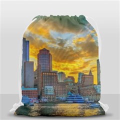 Boston Skyline Cityscape River Drawstring Bag (small) by Sarkoni
