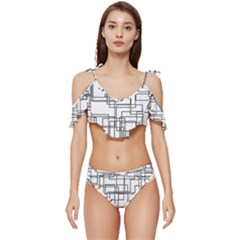 Structure Pattern Network Ruffle Edge Tie Up Bikini Set	 by Amaryn4rt