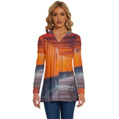 Architecture Art Bright Color Long Sleeve Drawstring Hooded Top by Amaryn4rt