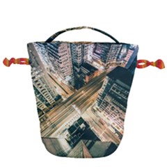 Architecture Buildings City Drawstring Bucket Bag by Amaryn4rt