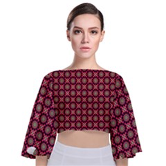 Kaleidoscope Seamless Pattern Tie Back Butterfly Sleeve Chiffon Top by Ravend