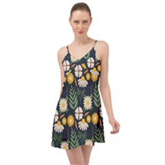 Flower Grey Pattern Floral Summer Time Chiffon Dress by Dutashop