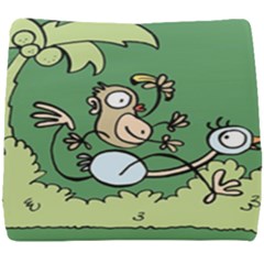 Ostrich Jungle Monkey Plants Seat Cushion by Bajindul