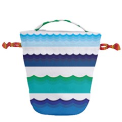 Water Border Water Waves Ocean Sea Drawstring Bucket Bag by Amaryn4rt