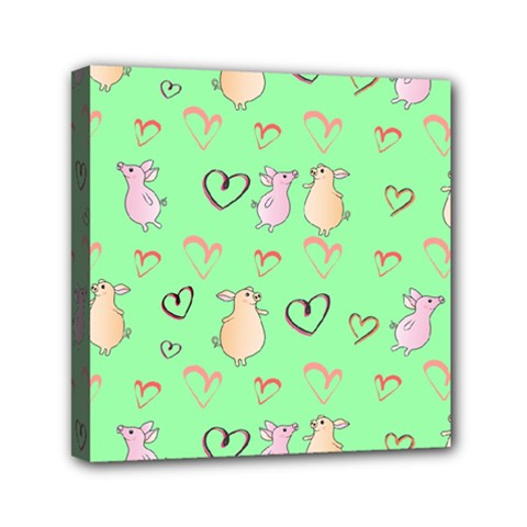 Pig Heart Digital Mini Canvas 6  X 6  (stretched) by Ravend