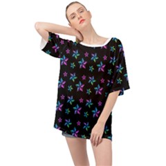 Stars Pattern Art Design Wallpaper Oversized Chiffon Top by Ravend