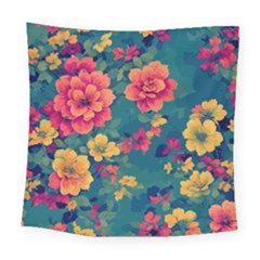Floral Art Flowers Textile Square Tapestry (large) by Ravend