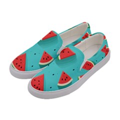Watermelon Fruit Slice Women s Canvas Slip Ons by Ravend
