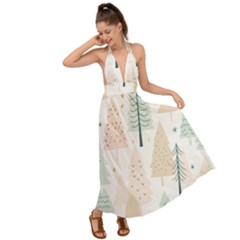 Trees Christmas Backless Maxi Beach Dress by Ravend