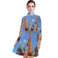 Architecture Building Cathedral Church Long Sleeve Chiffon Shirt Dress by Modalart