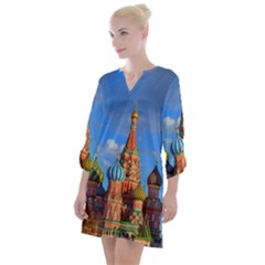 Architecture Building Cathedral Church Open Neck Shift Dress by Modalart