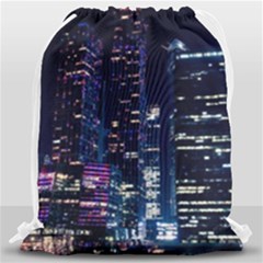 Black Building Lighted Under Clear Sky Drawstring Bag (large) by Modalart
