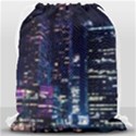 Black Building Lighted Under Clear Sky Drawstring Bag (Large) View2