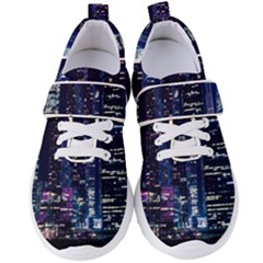 Black Building Lighted Under Clear Sky Women s Velcro Strap Shoes by Modalart
