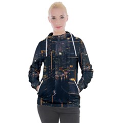 Photo Of Buildings During Nighttime Women s Hooded Pullover by Modalart
