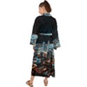 Aerial Photography Of Lighted High Rise Buildings Maxi Kimono View2