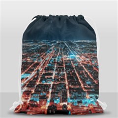 Aerial Shot Of Buildings Drawstring Bag (small) by Modalart
