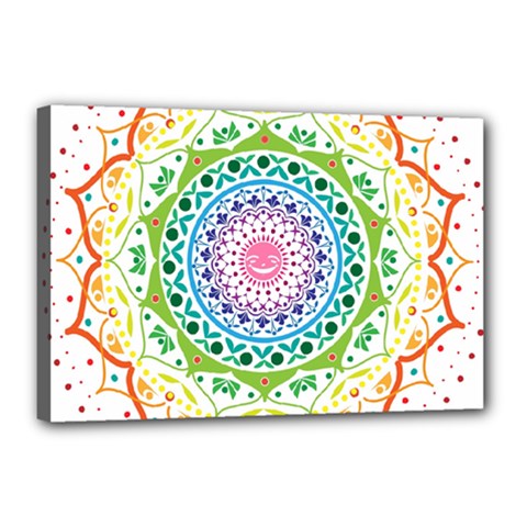 Mandala Pattern Rainbow Pride Canvas 18  X 12  (stretched) by Vaneshop