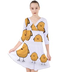 Chick Easter Cute Fun Spring Quarter Sleeve Front Wrap Dress by Ndabl3x