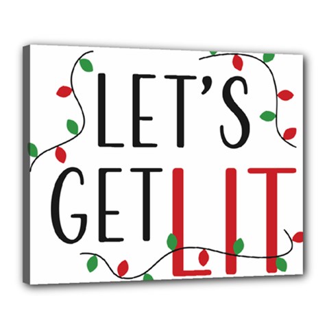 Let s Get Lit Christmas Jingle Bells Santa Claus Canvas 20  X 16  (stretched) by Ndabl3x
