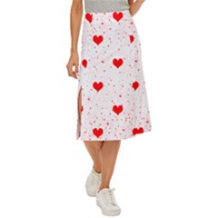 Hearts Romantic Love Valentines Midi Panel Skirt by Ndabl3x