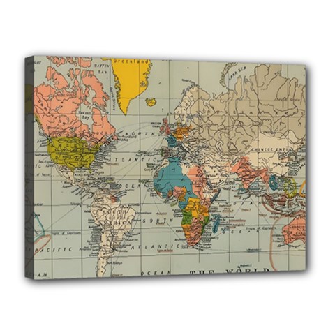 Vintage World Map Canvas 16  X 12  (stretched) by Ndabl3x