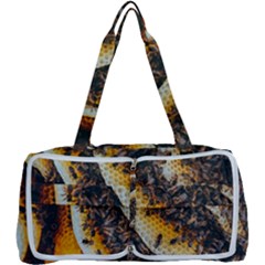 Yellow And Black Bees On Brown And Black Multi Function Bag by Ndabl3x