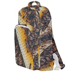 Yellow And Black Bees On Brown And Black Double Compartment Backpack by Ndabl3x