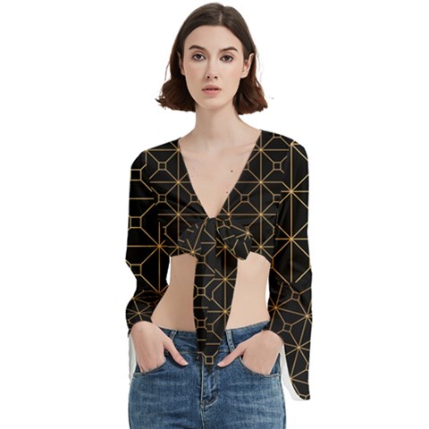 Brochure Flyer Poster Music Trumpet Sleeve Cropped Top by Grandong