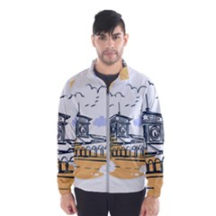 Poster Map Flag Lotus Boat Men s Windbreaker by Grandong
