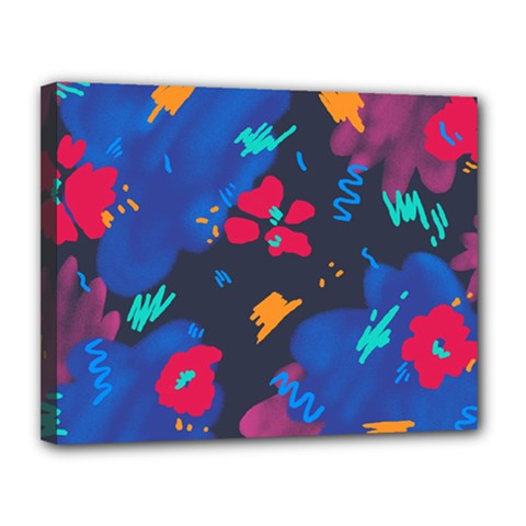 Patterns Rosebuds Canvas 14  X 11  (stretched) by Ndabl3x