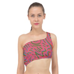 Pattern Saying Wavy Spliced Up Bikini Top  by Ndabl3x