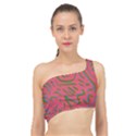 Pattern Saying Wavy Spliced Up Bikini Top  View1
