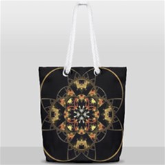 Fractal Stained Glass Ornate Full Print Rope Handle Tote (small) by Sarkoni