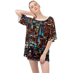 Stained Glass Mosaic Abstract Oversized Chiffon Top by Sarkoni