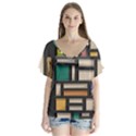 Door Stained Glass Stained Glass V-Neck Flutter Sleeve Top View1